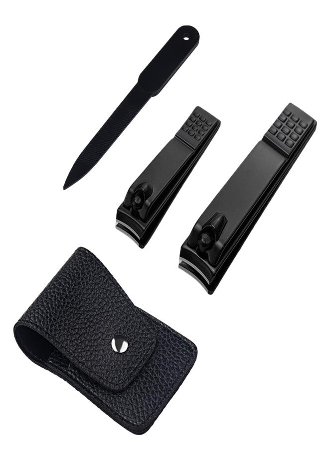FIXBODY Nail Clippers, Black Stainless Steel Fingernail & Toenail Clippers & Nail File,Great Christmas Gift,Stocking Stuffers for Men and Women - Image 1